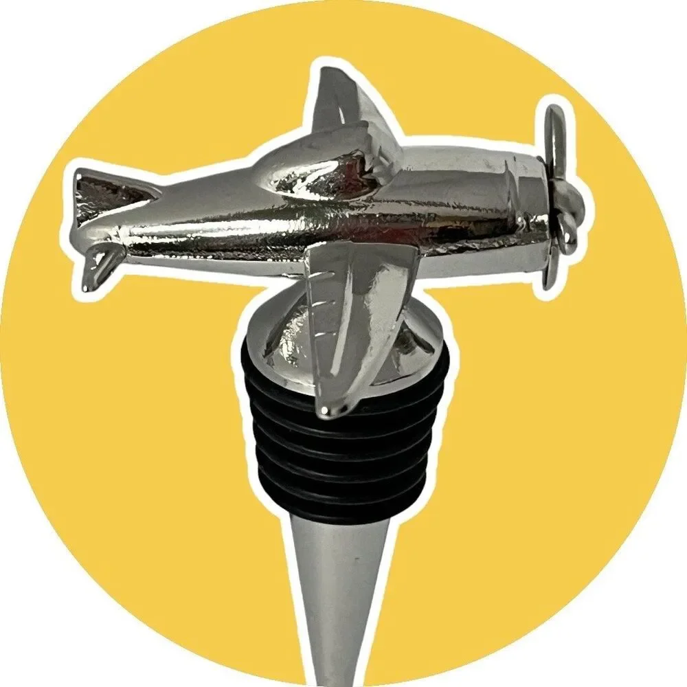 Airplane Wine Stopper - Preserve Freshness in Style - Unique Metal Bottle Sealer